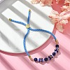 3Pcs 3 Styles 6mm Round Dyed Natural Lapis Lazuli & Yellow Jade & Black Onyx Bead Slider Bracelet Sets BJEW-MZ00062-4