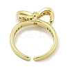 Bowknot Brass Micro Pave Cubic Zirconia Open Cuff Ring for Women RJEW-E296-03G-3