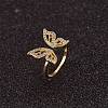 Butterfly Clear Cubic Zirconia Cuff Ring RJEW-SZ0001-13-2