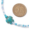 Summer Beach Sea Turtle Dyed Synthetic Turquoise & Glass Seed Beads Beaded Necklaces for Women NJEW-JN05081-01-3