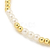 Brass & ABS Plastic Imitation Pearl Round Beaded Stretch Bracelets for Women BJEW-G704-02G-3