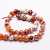 Dyed Natural Fire Crackle Agate Faceted Round Beads Strands G-E320C-14mm-06-2