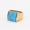 Rectangle Synthetic Turquoise Finger Ring FIND-PW0021-08B-G-1