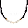 Fashion European Style Pearl Pendant Necklace for Women Handcrafted Stainless Steel Freshwater Pearl Deep Cut Crystal AX4759-8-1