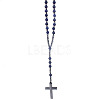 Natural Lapis Lazuli Rosary Bead Necklace WG81562-02-1