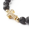 Natural Howlite & Lava Rock Round Beads Stretch Bracelets Set BJEW-JB06982-02-10