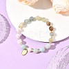 8MM Round Natural Blue Calcite and Potato Natural Pearl Beaded Stretch Bracelets BJEW-JB14482-1