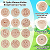 24Pcs 12 Styles Chinese Zodiac Wooden Drawer Knobs WOOD-OC0004-02-4