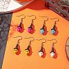 4 Pairs Dyed Synthetic Turquoise Pendants Earrings EJEW-TA00422-2