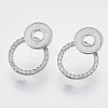 Brass Micro Pave Clear Cubic Zirconia Stud Earring Findings KK-T054-39P-NF-1