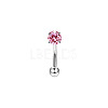 316 Surgical Stainless Steel Flat Round Cubic Zirconia Eyebrow Curved Barbell Rings WG43657-07-1