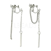 Rertangle Alloy Chain Tassel Cuff Earrings for Women Men EJEW-C093-02P-1