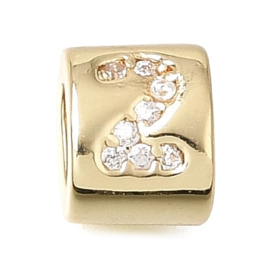 Brass Micro Pave Clear Cubic Zirconia Beads CU-CBAA19F-01G-C-1