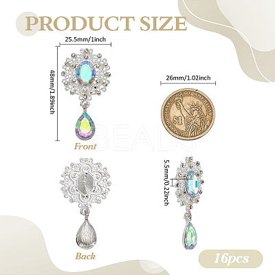 16Pcs Alloy Rhinestone Cabochons FIND-FG0004-26C-1