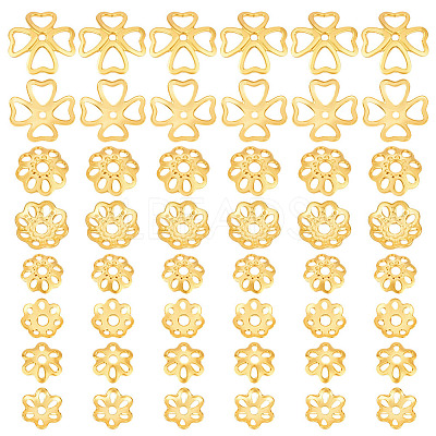 48Pcs 4 Styles 925 Sterling Silver Bead Caps STER-PH0003-97-1