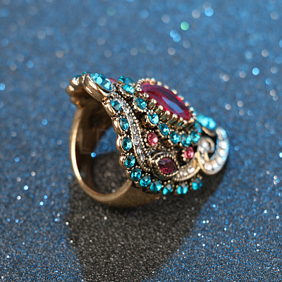 Retro Alloy and Rhinestone Finger Rings FS-WG56BBF-02-1
