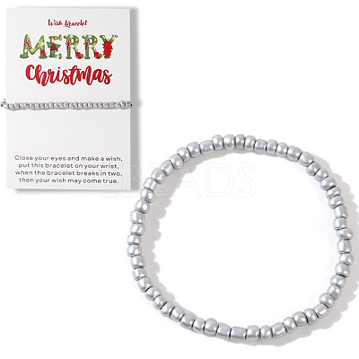 Christmas Theme Glass Seed Beads Stretch Bracelets QO0041-4-1
