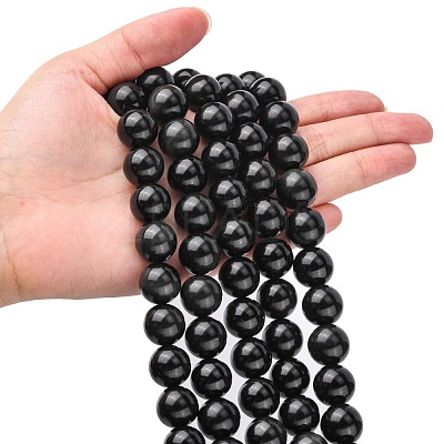 Natural Obsidian Beads Strands X-G-G099-14mm-24-1
