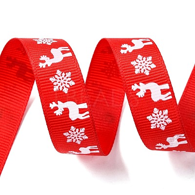 5 Yards Christmas Polyester Printed Grosgrain Ribbon OCOR-A008-01F-1