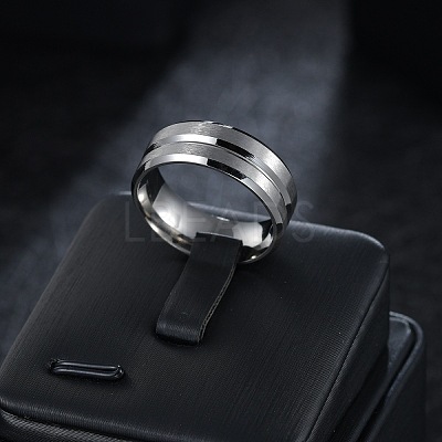 Grooved 201 Stainless Steel Finger Rings for Men WG2ADDA-14-1
