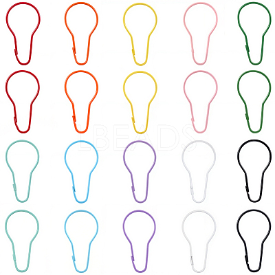 20Pcs 10 Colors Iron Bulb Shaped Plastic Push Gate Snap Keychain Clasp Findings IFIN-SC0001-94-1