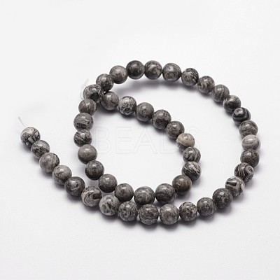 Natural Map Stone/Picasso Stone/Picasso Jasper Bead Strands X-G-D840-60-6mm-1