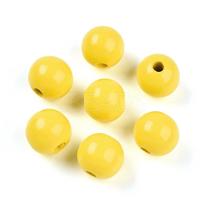 Painted Natural Wood Beads WOOD-A018-16mm-18-1