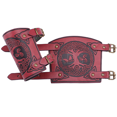 Imitation Leather Tree of Life Cord Bracelet AJEW-WH0342-88C-1