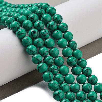 Synthetical Turquoise Gemstone Round Bead Strands TURQ-R035-8mm-02-1