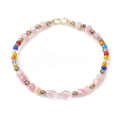 3Pcs 3 Colors Glass Beaded Bracelets for Women BJEW-JB12137-1