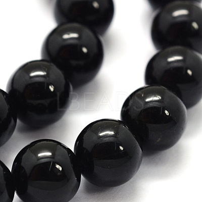 Natural Black Tourmaline Beads Strands G-G763-01-12mm-A-1