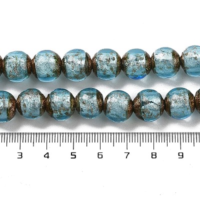 Handmade Gold Sand Lampwork Beads Strands LAMP-P062-01E-1