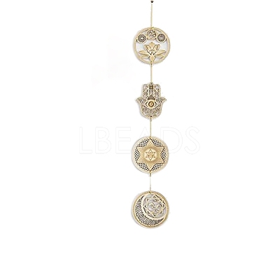 DIY Unfinished Bohemian Meditation Energy Symbol Wood Pendant Decoration Kits DIY-B060-01-1
