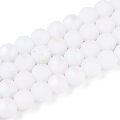 Frosted Opaque Glass Beads Strands GLAA-T032-P8mm-MBB02-1