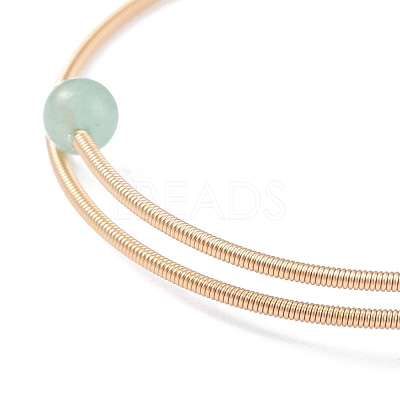 Natural  Green Aventurine Round Beaded Bangle BJEW-JB07840-02-1