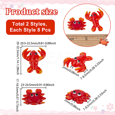 16Pcs 2 Styles Handmade Lampwork Beads LAMP-NB0002-23-1