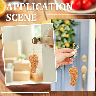 4Pcs Chicken Leg PVC Pendant Keychains KEYC-SC0002-22-1