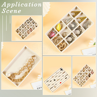 18 Grids Rectangle Wood Covered with Velvet Jewelry Trinket Display Trays AJEW-WH20054-062H-01-1
