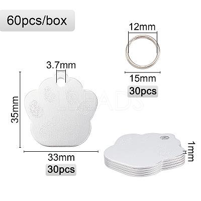 60Pcs 2 Style Aluminum Alloy Pendants ALUM-BC0001-63A-1