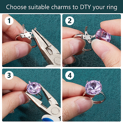 1Pc Adjustable Rhodium Plated 925 Sterling Silver Ring Findings STER-BC0002-38P-1