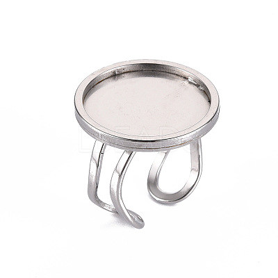 Tarnish Resistant 201 Stainless Steel Cuff Ring Findings STAS-S080-040F-P-1