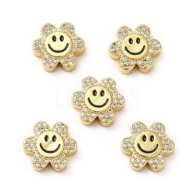 Rack Plating Brass Cubic Zirconia Beads KK-M232-01G-1