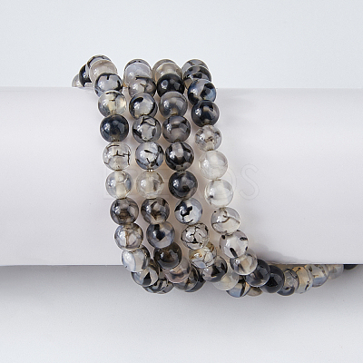 2 Strands Natural Dragon Veins Agate Bead Strands G-FH0002-36B-1