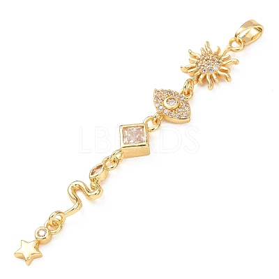 Tassel Brass Micro Pave Clear Cubic Zirconia Big Pendants KK-L271-01G-11-1
