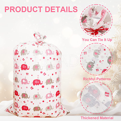 2Pcs 2 Colors Christmas Rectangle Plastic Elephant Print Gift Storage Big Bags ABAG-WH20010-07-1
