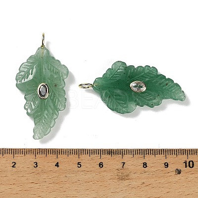 Natural Green Aventurine Carved Pendants G-K372-06G-04-1