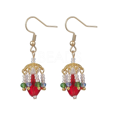 Glass Lantern Dangle Earrings EJEW-MZ00629-1
