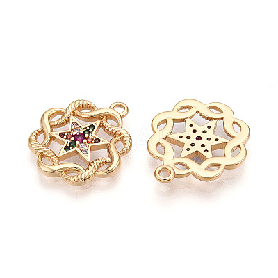 Brass Micro Pave Cubic Zirconia Pendants KK-N262-108A-G-1