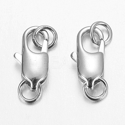 Platinum Plated Brass Lobster Claw Clasps for Jewelry Making X-KK-KK802-P-1