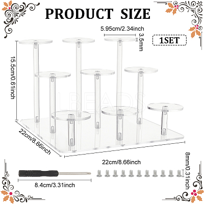 3-Tier Round Transparent Acrylic Toys Action Figures Display Riser Stands ODIS-WH0030-24B-1